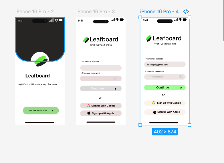 LeafBoard UI design preview